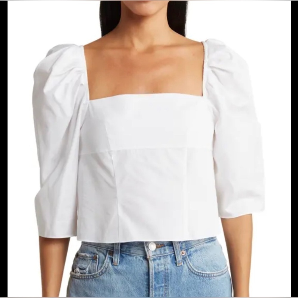 NWT Vince|| Square Neck Puff Sleeve Cotton Blouse, Size 6, Office or Date night